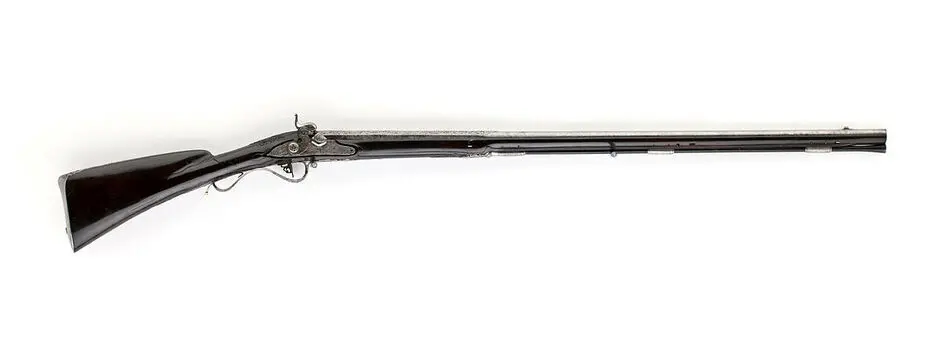 Bild på Flintlåsbössa, Jacob Nussbaum, Stockholm, 1780-talet, låset ändrat till slaglås.