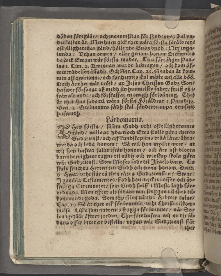 Then VI. lijkpredikningen ... vthi ... s. hustru Malins Måns Clemetsons, begraffning, i Bootkyrkia, then 31 maij, anno 1619.