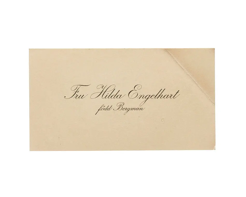 Visitkort från Fru Hilda Engelhart, f. Bergman.