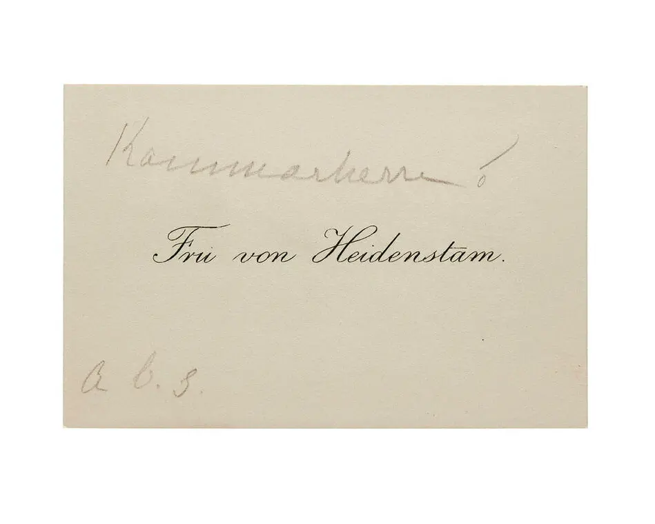 Visitkort från Fru von Heidenstam.