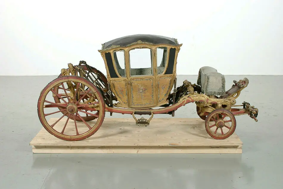 Vagnsmodell, berlinare i rokoko byggd som galavagn, 1750-1760-tal.