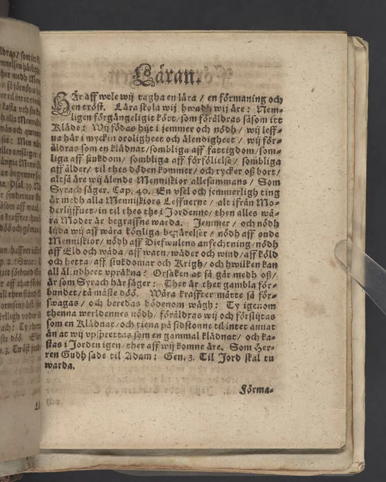 Then IX. lijkpredikningen, hållin i Sorunda soknekyrkia, vthi ... f. Görwäls til Fållenääs, s. h. Göstaff Biörsons effterlefwande änckias begraffning, then 1. julij, anno 1619.
