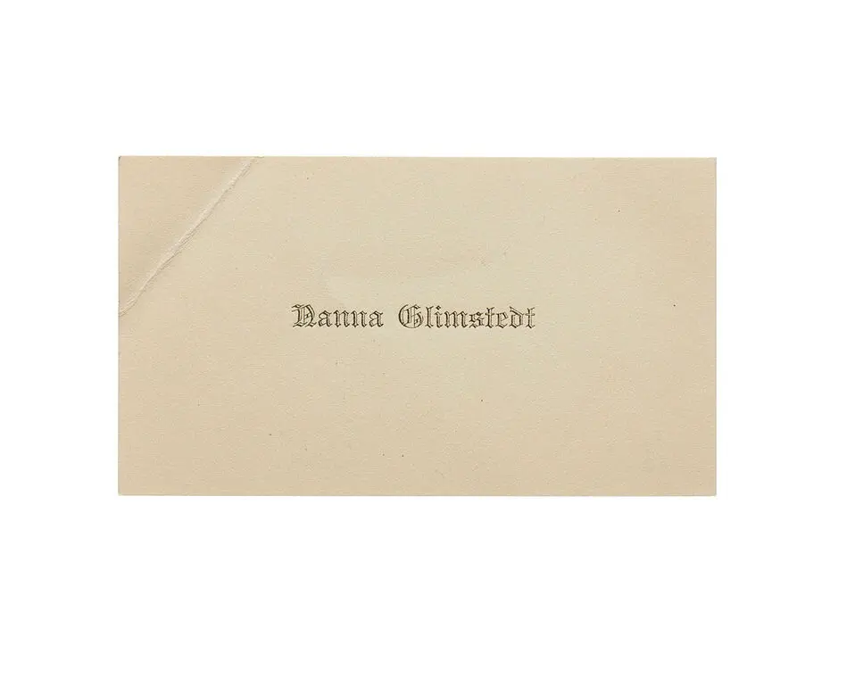 Visitkort från Nanna Glimstedt.