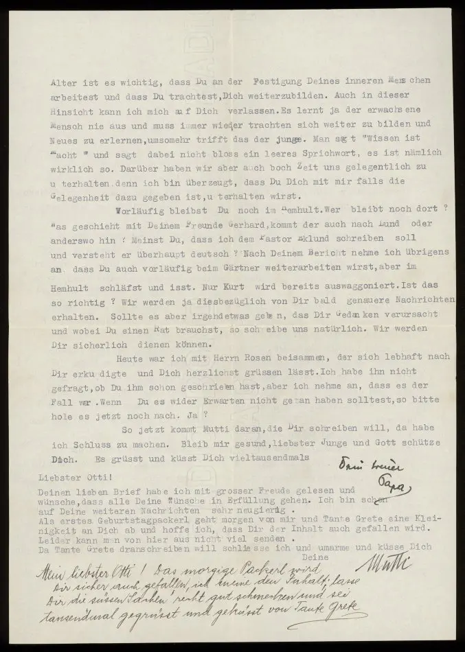 Brev från Elise Ullmann, Josef Ullmann och Grete Kollmann 1939-07-14