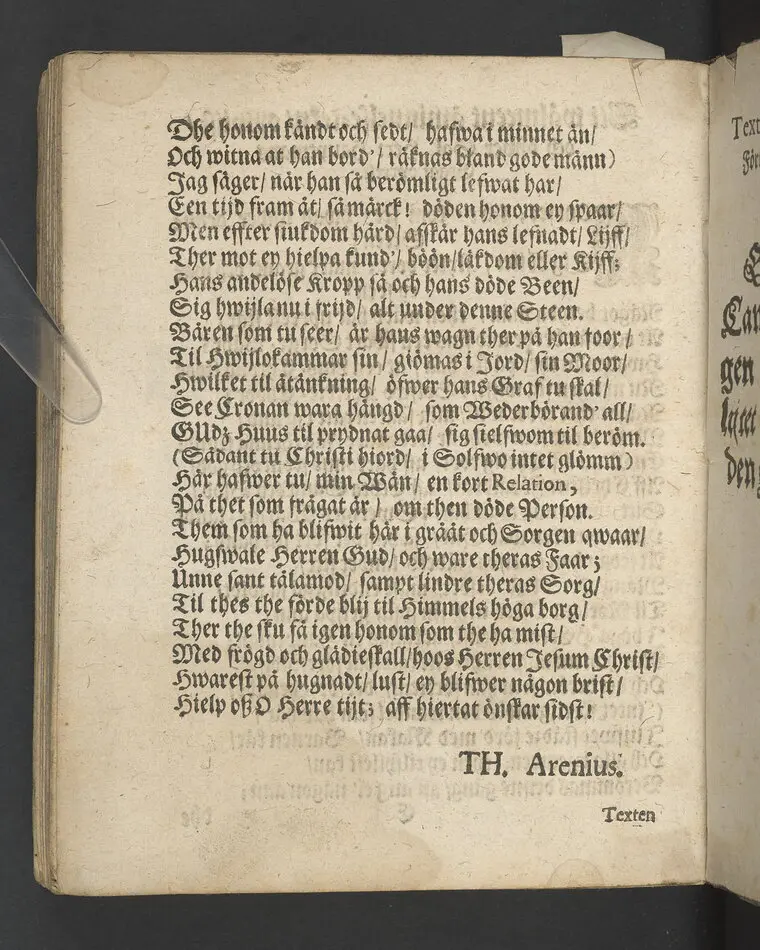 I.N.J. Status denatorum, the afsomnade dödas tilstånd, uthi een chtisteligh lijkpredijkningh,, öfwer ... herr Niels Erickzson Bergudd, fordom hauptmann öfwer ... hwilken i herranom afsomnade uti Malar sochn på sin egen swärd i Solfmo den 3. maij anno 1680 ... framstält ... aff Olavi Magni Arenio .