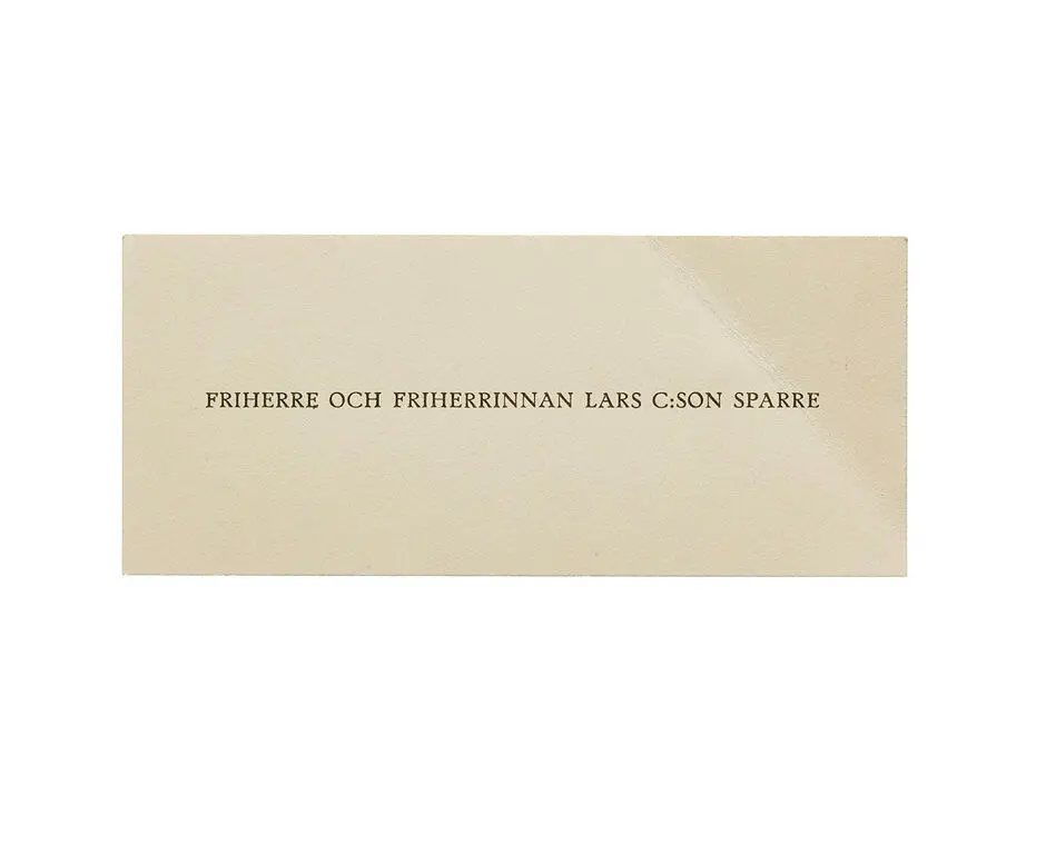 Visitkort från Friherre Lars C:son Sparre och Friherrinan Sparre.