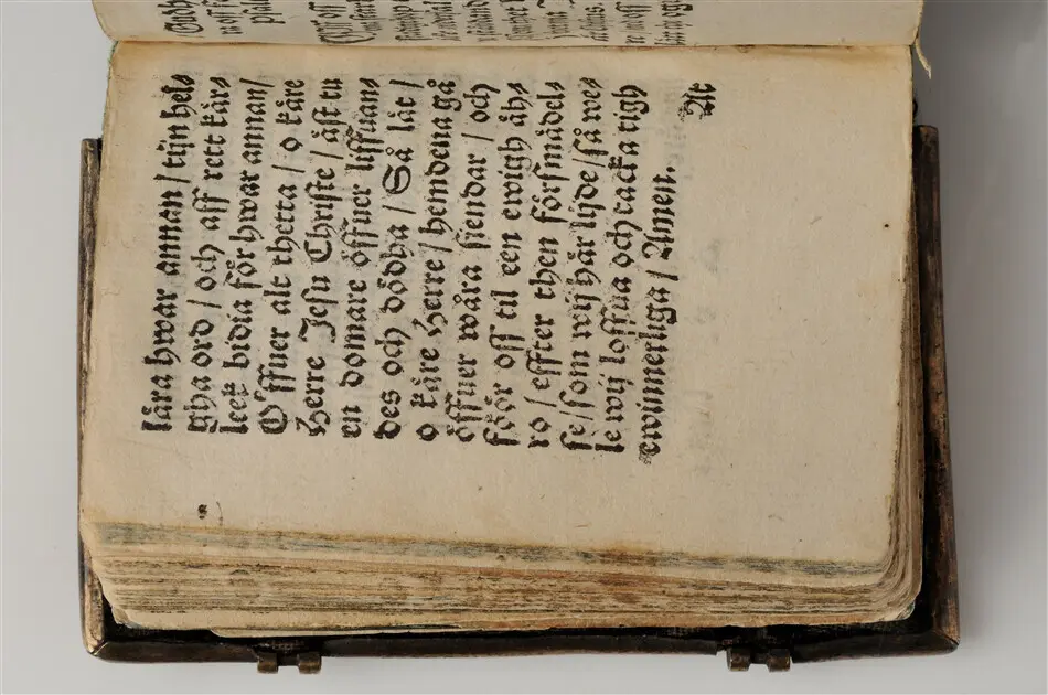 Bönbok, titel: "Någhra gudeligha böner utdragna aff then helga scrifft", tryckt hos Amund Laurentzon, Stockholm 1559.