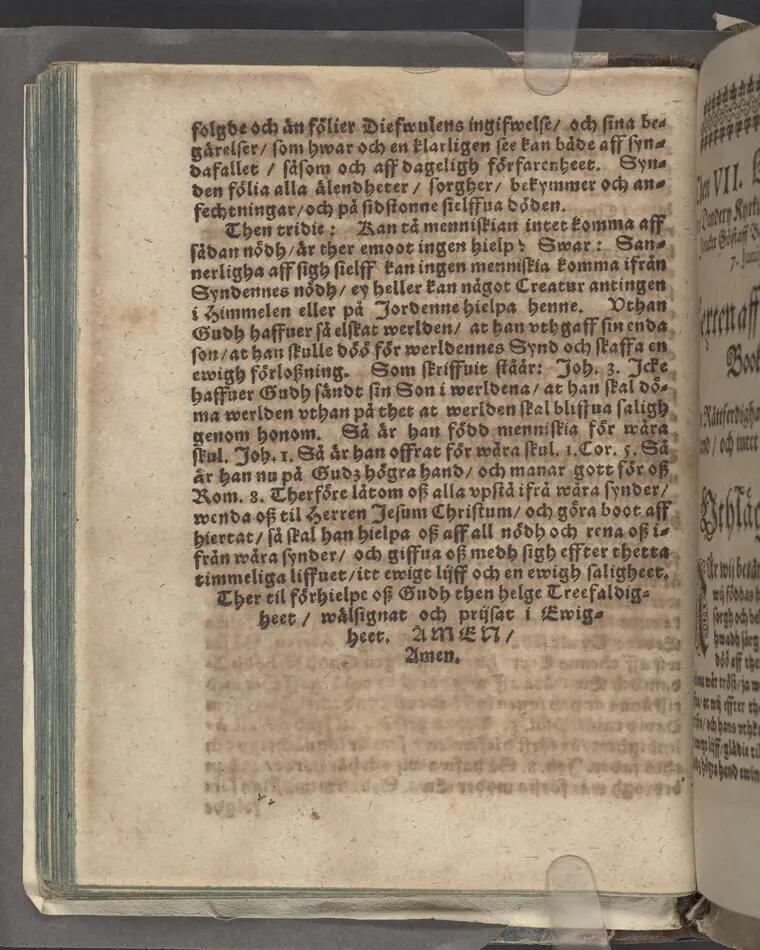 Then VI. lijkpredikningen ... vthi ... s. hustru Malins Måns Clemetsons, begraffning, i Bootkyrkia, then 31 maij, anno 1619.