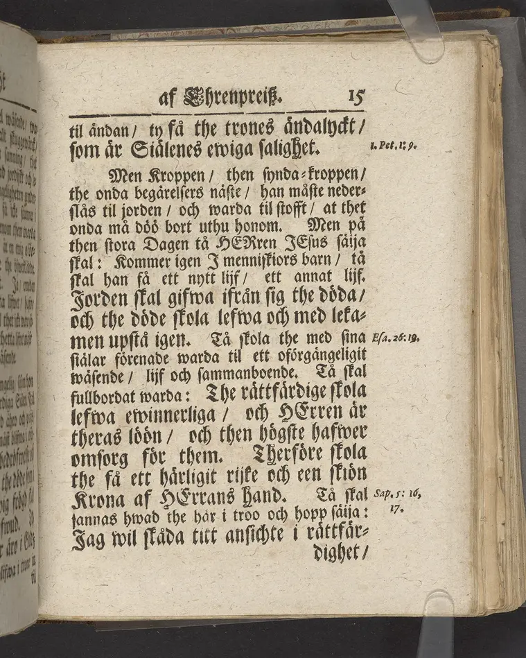 Een söt lucht af Ehrenpreisz, hwilken för thetta öfwer-inspectoren, then ädle och wälborne herren, nu hoos Gud weinnerligen salige, Herr Hans Ehrenpreus, lemnade ... tå thes dödelige deel nedsattes i griften, för altaret, uthi Arboga stadz-kyrckia, den 5. octobr. anno 1711 ... Stockholm, hos Johan H. Werner, kongl. May:tz och Upsala academiæ boktr. Åhr 1711.