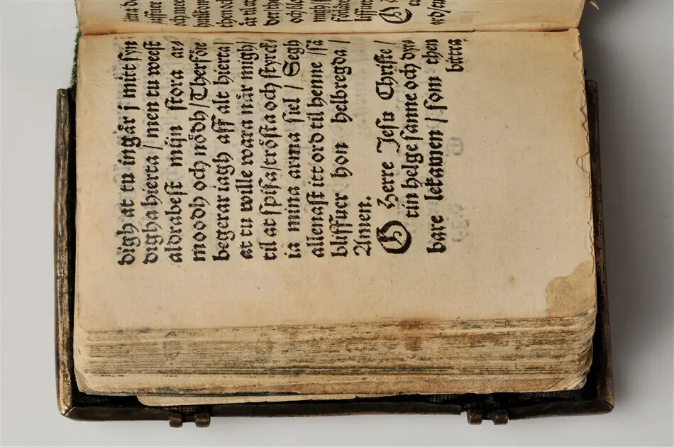 Bönbok, titel: "Någhra gudeligha böner utdragna aff then helga scrifft", tryckt hos Amund Laurentzon, Stockholm 1559.