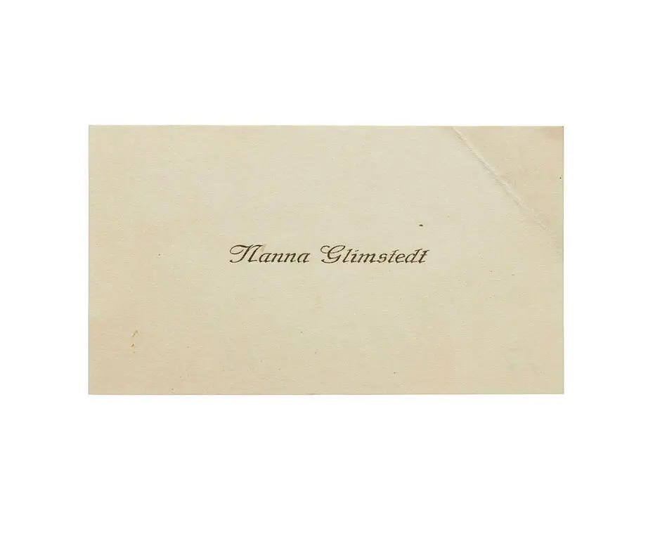Visitkort från Nanna Glimstedt.