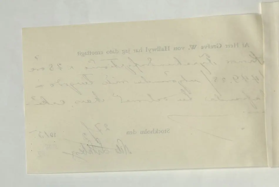 Emottagande av arvode gällande Nils Lithberg, 1915