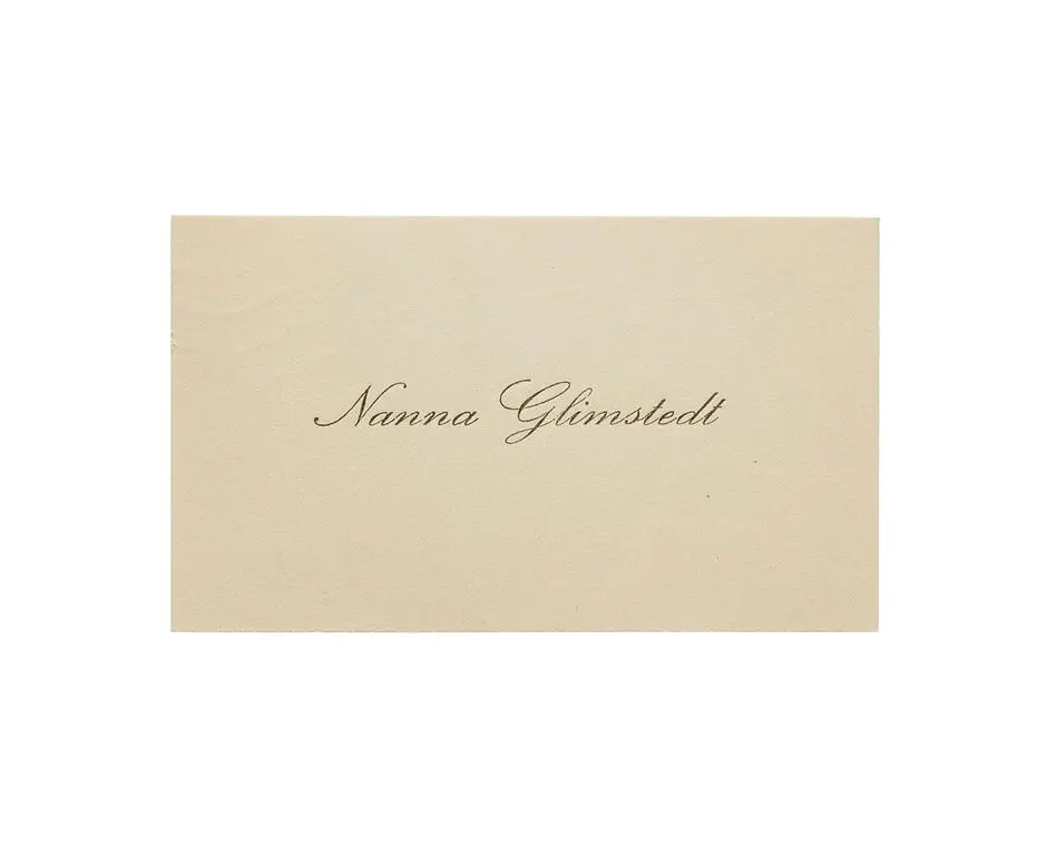Visitkort från Nanna Glimstedt.