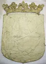 Smålands vapen, broderat för hästtäcke buret vid Karl X Gustavs begravning den 4 november 1660.