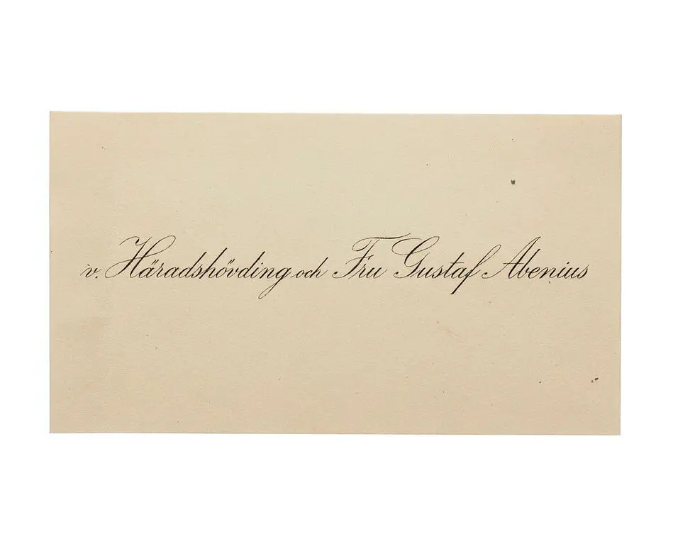 Visitkort från v. Häradshövding Gustaf Abenius och fru.