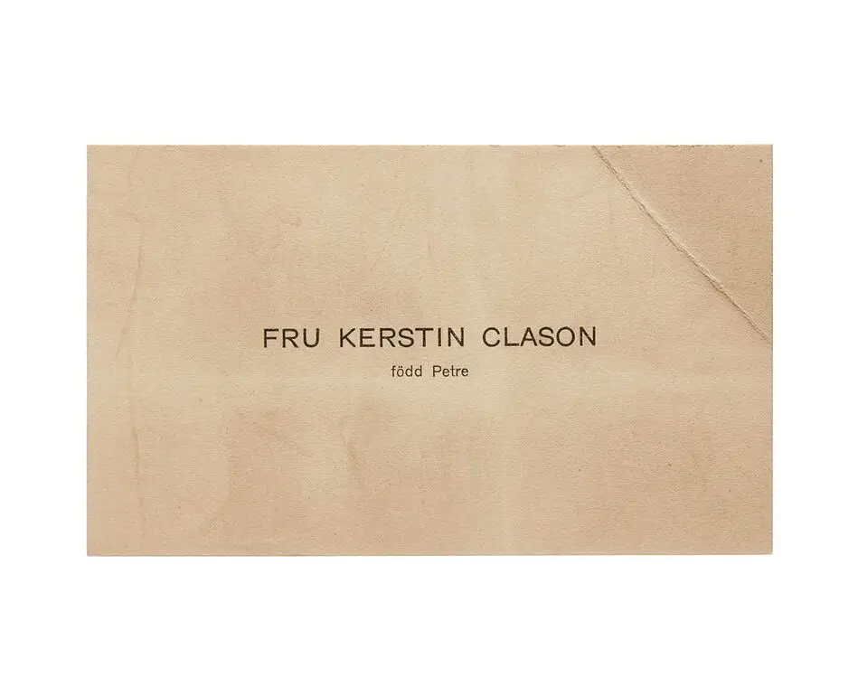 Visitkort från Fru Kerstin Clason f. Petre