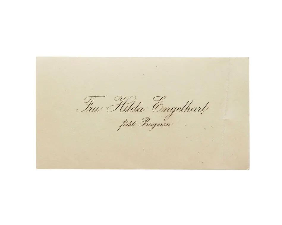 Visitkort från Fru Hilda Engelhart, f. Bergman.