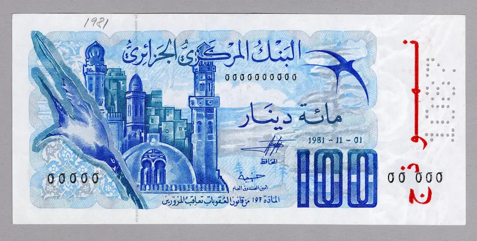 Bild på 100 dinarer, Algeriet, 1981