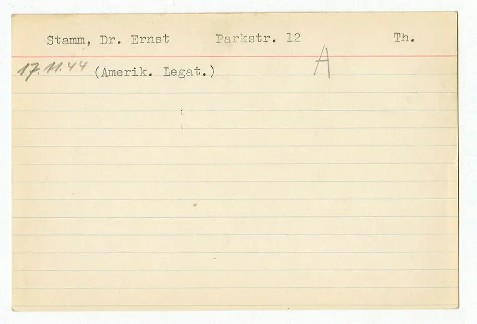 Registerkort Szeren Schwartz och Ernst Stamm