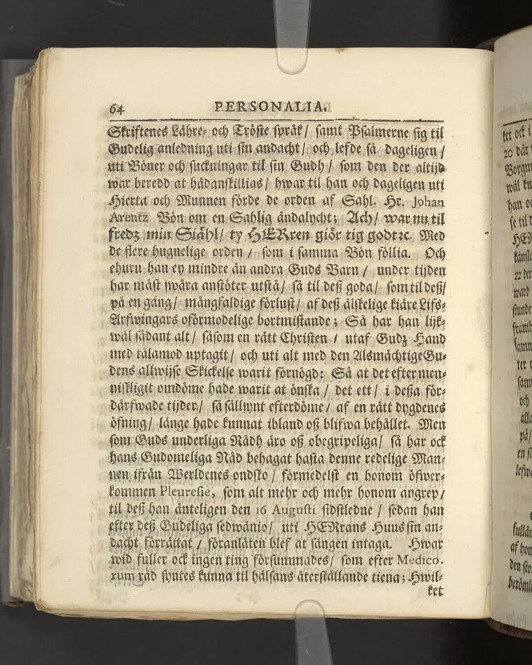 Gloriatio christiana, det är, en christelig berömelse af ett godt samwet. Hwilken den helige apostelen hafwer föreskrifwit; fordom kongl. may:ts tro-tienare ock Norkiöpings stads politie-borgmästare ... Carl Johansson altid älskat; och wid des jorde-färd uti en folckrijk församling den 23 febr. år 1708. allom christnom til efterdöme lemnat Petrus Asp ... Stockholm, tryckt, uti kongl. boktryckerie hos Joh. H. Werner, 1709.
