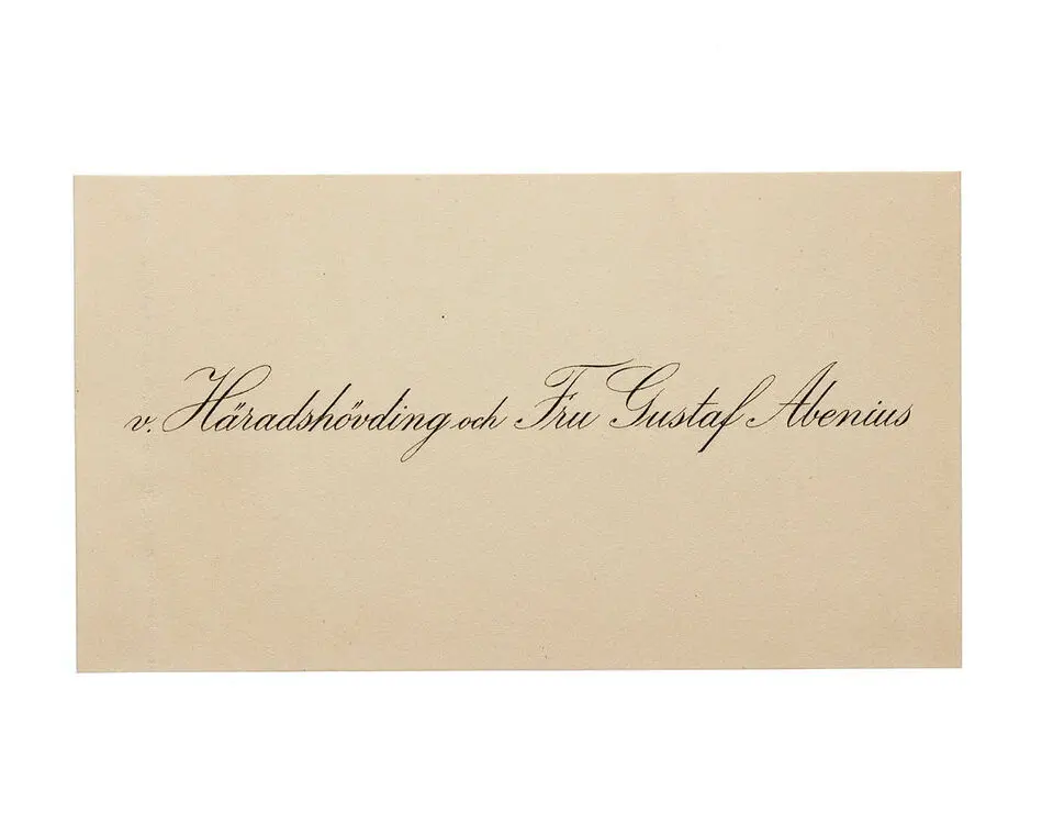 Visitkort från v. Häradshövding Gustaf Abenius och fru.