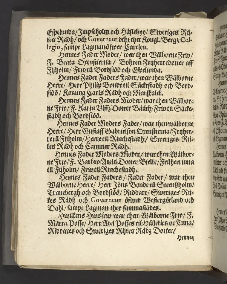 En Christeligh Lijkpredikan öfwer then ädle och högwälborne jungfru, I. Ebba Catharina Bonde, bohren frijherre Dotter till Laihela, jungfru till Bordsjö, Impseholm och Springestadh. Tå hennes salige lekamen, medh tilbörligh ehre- och lijk process bleff nedersatt i sin sahl. herrfaders graff och hwijlokammar vthi Kährbo sockne kyrcklia 27. julij, 1663. Hållen ther sammastädes aff D. Oluff Laurelio ..