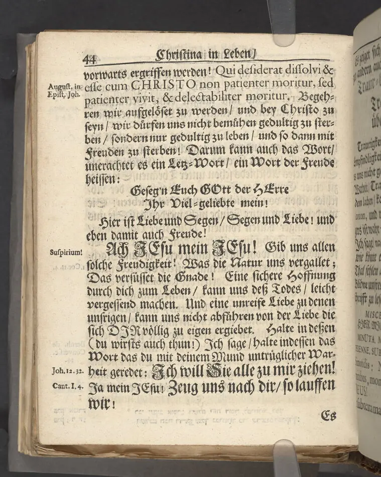 Christina in Leben/ Christina in Tod! Das ist Frühe doch lieb-volle Segen-Letze/ trauer-benehmende Trost-Letz/ und hoffnungs-volle Glaubens-Letze/ der weyland wohl-ehrbarn und gross-ehren tugendreichen Frauen Fr. Christina Grönin, gebornen Scharen-Bergin, desz wohl-ehren-vesten, grosz-achtbaren auch wohl-fürnehmen Herren Werner Gröns/ vornehmen Kauf-und Handels-Herren in hiesiger Königl. Residenz-Stadt Stockholm Herz-geschätzen Ehe-Gattin/ als deren verblichener Leichnam den 8 Maj-Monats, laufenden 1698-sten Heil-Jahrs, in Maria Magdalena Kyrch bey so wohl hoher/ als sonst ungemeiner Versamlung/ zur sanfften Erden-Ruh gebracht wurde/ zu inniger Trost-fasung vorgestellet von Johann Jacob Leibniz/ der h. Schrifft D. der löbl. Teutsschen Gemeine Past. und Consist. Assess. Stockholm/ Gedrucht bey Henrich Keysern/ J.K.Maejest: und der Acad. in Ups. Buchdrucker