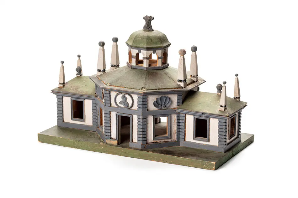 Bild på Modell av parkpaviljong i skala 1:20, signerad Johan Crämer. 1600-talets mitt.