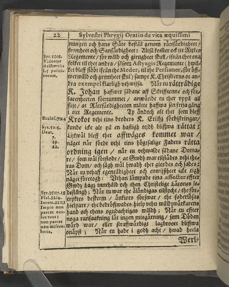 Agon regius, konglige Majesteetz till Swerige etc. H. Johans III... dödzkamp... Anteknat förste gången... på latiniskt språk... Dn. Jona Petri Nericio... Men nu... besmyckiat... medh Threnodia dramatica och... Drotningz Gunilæ epithaphijs... ich en... oration om... konungens... leffwerne... authore, Sylvestro Johan. Phrygio... Holmiæ A.C. 1620.
