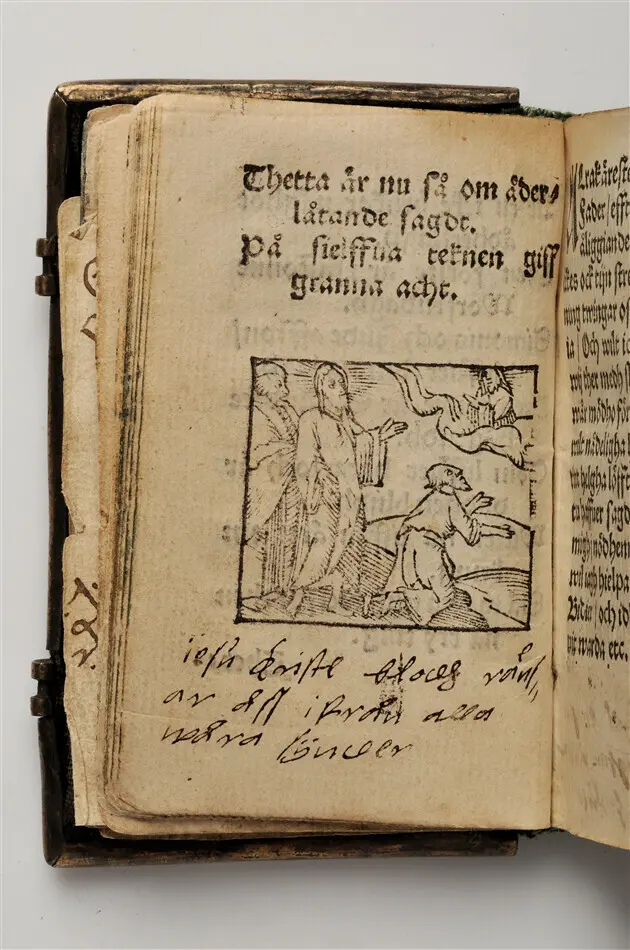 Bönbok, titel: "Någhra gudeligha böner utdragna aff then helga scrifft", tryckt hos Amund Laurentzon, Stockholm 1559.