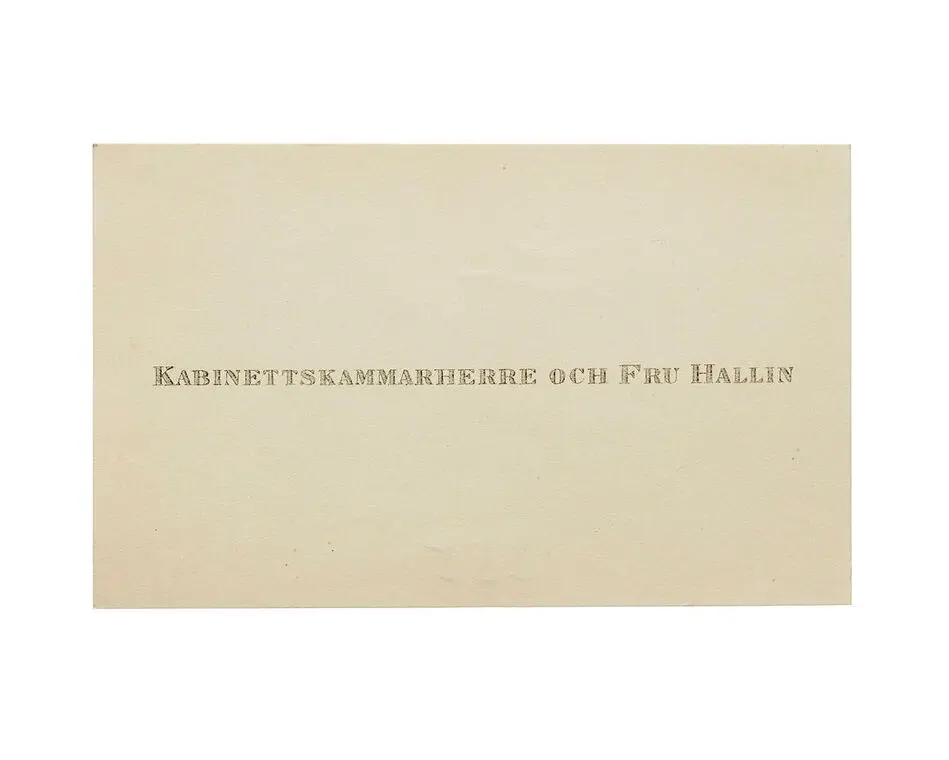 Visitkort från Kammarherre och Fru Hallin.