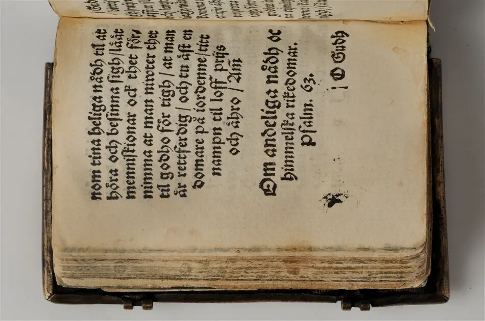 Bönbok, titel: "Någhra gudeligha böner utdragna aff then helga scrifft", tryckt hos Amund Laurentzon, Stockholm 1559.