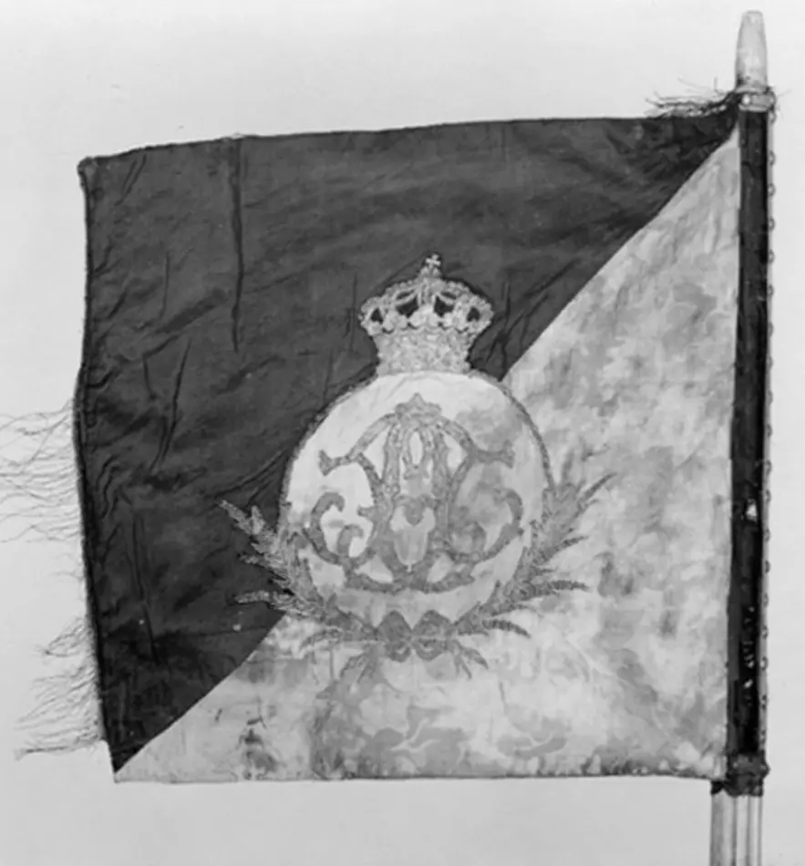 Kompanistandar vid Västgöta kavalleri från Adolf Fredriks tid.