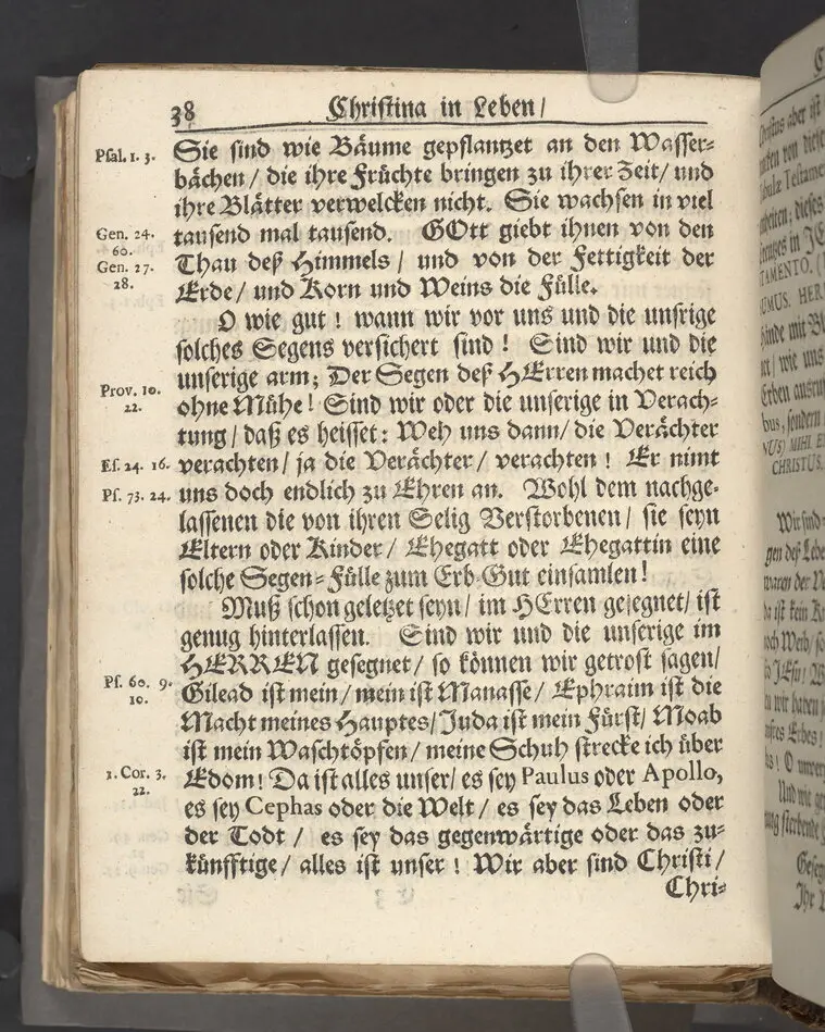 Christina in Leben/ Christina in Tod! Das ist Frühe doch lieb-volle Segen-Letze/ trauer-benehmende Trost-Letz/ und hoffnungs-volle Glaubens-Letze/ der weyland wohl-ehrbarn und gross-ehren tugendreichen Frauen Fr. Christina Grönin, gebornen Scharen-Bergin, desz wohl-ehren-vesten, grosz-achtbaren auch wohl-fürnehmen Herren Werner Gröns/ vornehmen Kauf-und Handels-Herren in hiesiger Königl. Residenz-Stadt Stockholm Herz-geschätzen Ehe-Gattin/ als deren verblichener Leichnam den 8 Maj-Monats, laufenden 1698-sten Heil-Jahrs, in Maria Magdalena Kyrch bey so wohl hoher/ als sonst ungemeiner Versamlung/ zur sanfften Erden-Ruh gebracht wurde/ zu inniger Trost-fasung vorgestellet von Johann Jacob Leibniz/ der h. Schrifft D. der löbl. Teutsschen Gemeine Past. und Consist. Assess. Stockholm/ Gedrucht bey Henrich Keysern/ J.K.Maejest: und der Acad. in Ups. Buchdrucker