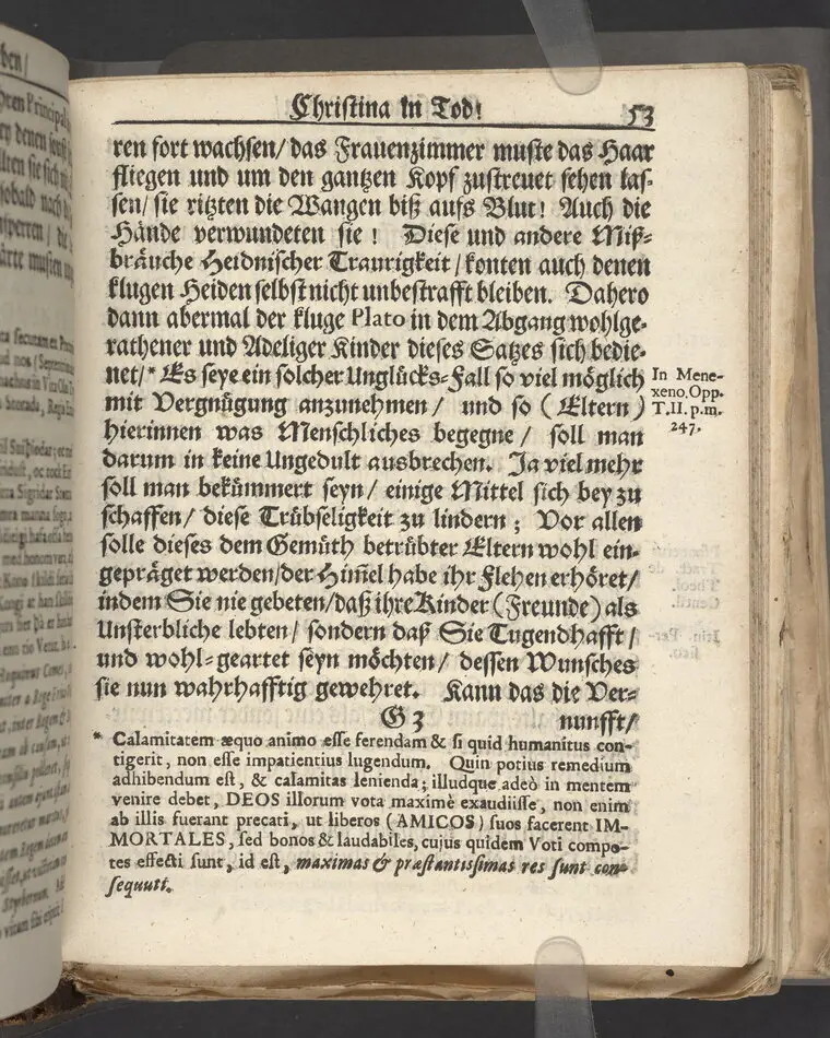 Christina in Leben/ Christina in Tod! Das ist Frühe doch lieb-volle Segen-Letze/ trauer-benehmende Trost-Letz/ und hoffnungs-volle Glaubens-Letze/ der weyland wohl-ehrbarn und gross-ehren tugendreichen Frauen Fr. Christina Grönin, gebornen Scharen-Bergin, desz wohl-ehren-vesten, grosz-achtbaren auch wohl-fürnehmen Herren Werner Gröns/ vornehmen Kauf-und Handels-Herren in hiesiger Königl. Residenz-Stadt Stockholm Herz-geschätzen Ehe-Gattin/ als deren verblichener Leichnam den 8 Maj-Monats, laufenden 1698-sten Heil-Jahrs, in Maria Magdalena Kyrch bey so wohl hoher/ als sonst ungemeiner Versamlung/ zur sanfften Erden-Ruh gebracht wurde/ zu inniger Trost-fasung vorgestellet von Johann Jacob Leibniz/ der h. Schrifft D. der löbl. Teutsschen Gemeine Past. und Consist. Assess. Stockholm/ Gedrucht bey Henrich Keysern/ J.K.Maejest: und der Acad. in Ups. Buchdrucker