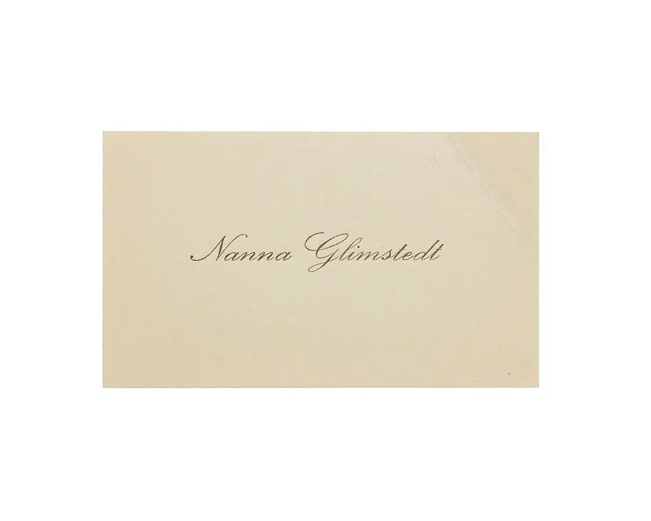 Visitkort från Nanna Glimstedt.
