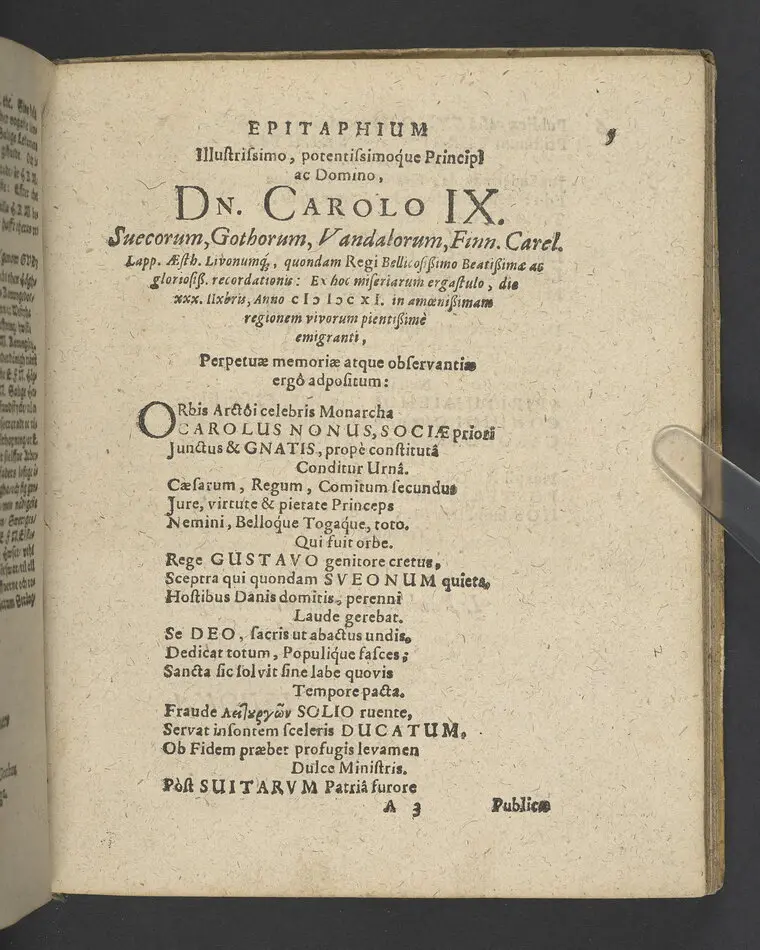 Symbolum Carolinum... Her Carls thens IX.des... symbolum, Iehova solatium meum, Gudh min tröst: Vthi then höghborne furstinnes... E. Sophies... begraffning i Strängnäs domkyrkio, then 22. Aprilis, anno 1612... Framstält vtaff M. Laurentio Paulino Gotho... Tryckt i Stockholm, af Ignatio Meurer, åhr 1613.