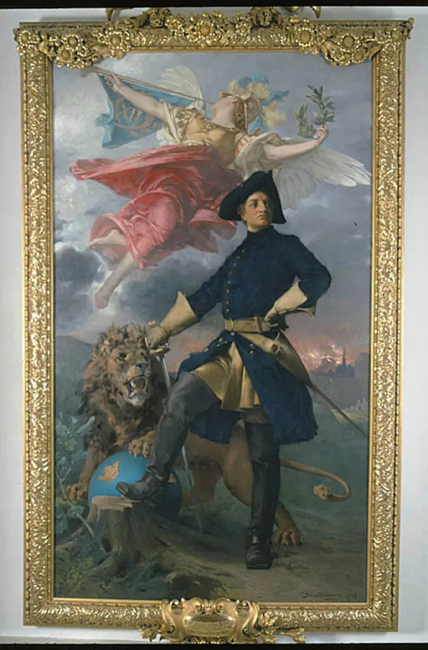 Oljemålning, Karl XII, målad av Julius Kronberg 1893.