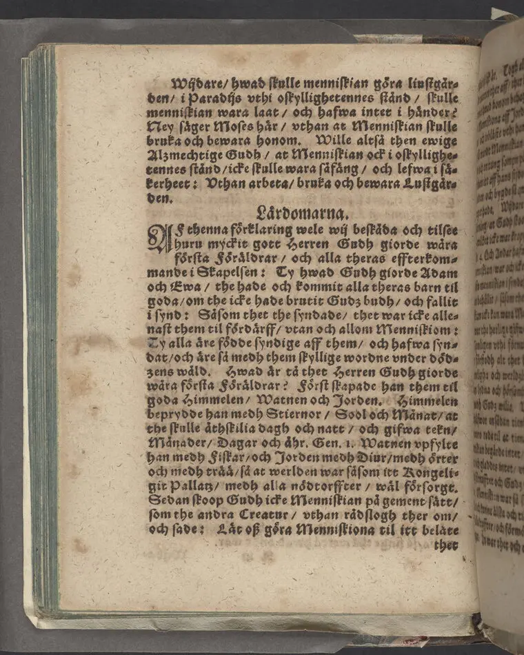 Then VI. lijkpredikningen ... vthi ... s. hustru Malins Måns Clemetsons, begraffning, i Bootkyrkia, then 31 maij, anno 1619.