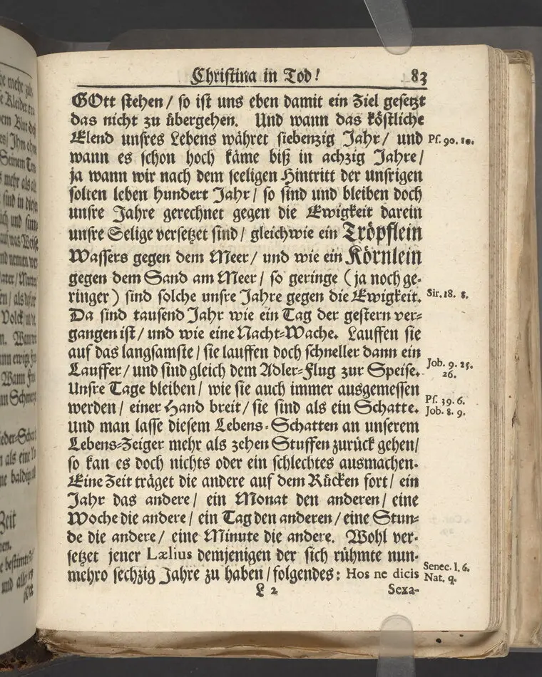 Christina in Leben/ Christina in Tod! Das ist Frühe doch lieb-volle Segen-Letze/ trauer-benehmende Trost-Letz/ und hoffnungs-volle Glaubens-Letze/ der weyland wohl-ehrbarn und gross-ehren tugendreichen Frauen Fr. Christina Grönin, gebornen Scharen-Bergin, desz wohl-ehren-vesten, grosz-achtbaren auch wohl-fürnehmen Herren Werner Gröns/ vornehmen Kauf-und Handels-Herren in hiesiger Königl. Residenz-Stadt Stockholm Herz-geschätzen Ehe-Gattin/ als deren verblichener Leichnam den 8 Maj-Monats, laufenden 1698-sten Heil-Jahrs, in Maria Magdalena Kyrch bey so wohl hoher/ als sonst ungemeiner Versamlung/ zur sanfften Erden-Ruh gebracht wurde/ zu inniger Trost-fasung vorgestellet von Johann Jacob Leibniz/ der h. Schrifft D. der löbl. Teutsschen Gemeine Past. und Consist. Assess. Stockholm/ Gedrucht bey Henrich Keysern/ J.K.Maejest: und der Acad. in Ups. Buchdrucker