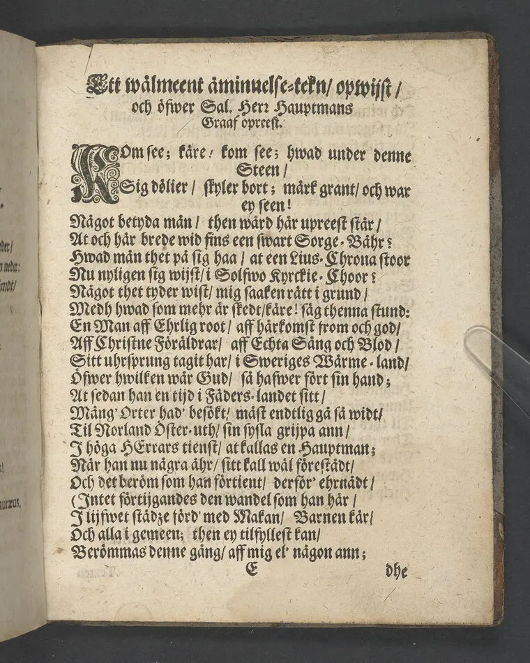 I.N.J. Status denatorum, the afsomnade dödas tilstånd, uthi een chtisteligh lijkpredijkningh,, öfwer ... herr Niels Erickzson Bergudd, fordom hauptmann öfwer ... hwilken i herranom afsomnade uti Malar sochn på sin egen swärd i Solfmo den 3. maij anno 1680 ... framstält ... aff Olavi Magni Arenio .