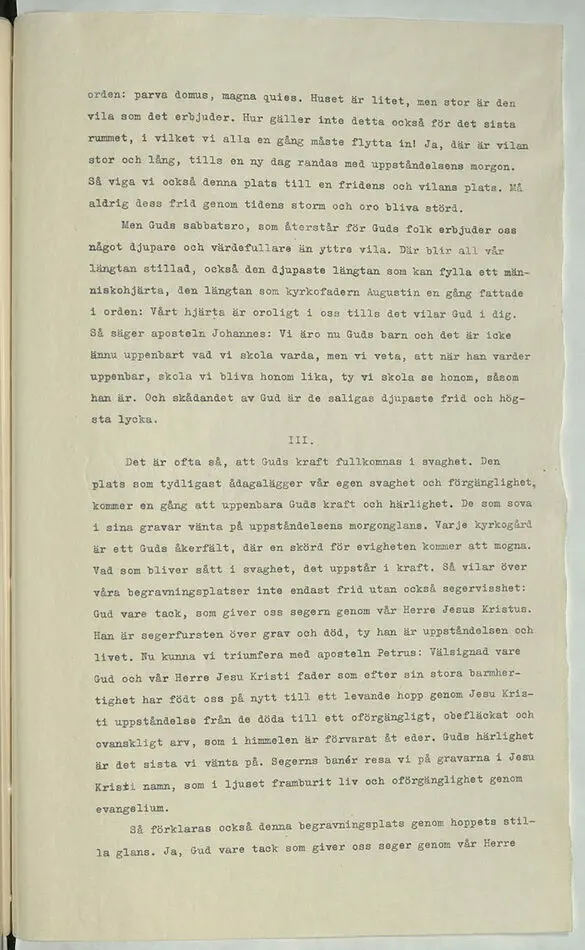 Tal av Pfarrer Ohly och Pastor Lindblom 28 september 1922