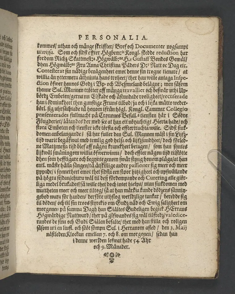 I.N.J. Status denatorum, the afsomnade dödas tilstånd, uthi een chtisteligh lijkpredijkningh,, öfwer ... herr Niels Erickzson Bergudd, fordom hauptmann öfwer ... hwilken i herranom afsomnade uti Malar sochn på sin egen swärd i Solfmo den 3. maij anno 1680 ... framstält ... aff Olavi Magni Arenio .