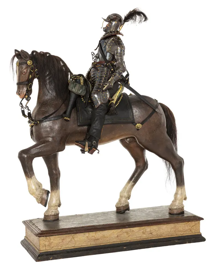 Huvudlag till docka föreställande rytteriöverste, Sverige 1660-tal. Tillhörig Karl XI.