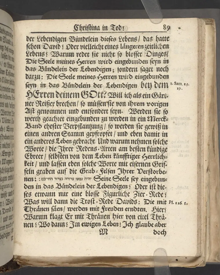 Christina in Leben/ Christina in Tod! Das ist Frühe doch lieb-volle Segen-Letze/ trauer-benehmende Trost-Letz/ und hoffnungs-volle Glaubens-Letze/ der weyland wohl-ehrbarn und gross-ehren tugendreichen Frauen Fr. Christina Grönin, gebornen Scharen-Bergin, desz wohl-ehren-vesten, grosz-achtbaren auch wohl-fürnehmen Herren Werner Gröns/ vornehmen Kauf-und Handels-Herren in hiesiger Königl. Residenz-Stadt Stockholm Herz-geschätzen Ehe-Gattin/ als deren verblichener Leichnam den 8 Maj-Monats, laufenden 1698-sten Heil-Jahrs, in Maria Magdalena Kyrch bey so wohl hoher/ als sonst ungemeiner Versamlung/ zur sanfften Erden-Ruh gebracht wurde/ zu inniger Trost-fasung vorgestellet von Johann Jacob Leibniz/ der h. Schrifft D. der löbl. Teutsschen Gemeine Past. und Consist. Assess. Stockholm/ Gedrucht bey Henrich Keysern/ J.K.Maejest: und der Acad. in Ups. Buchdrucker