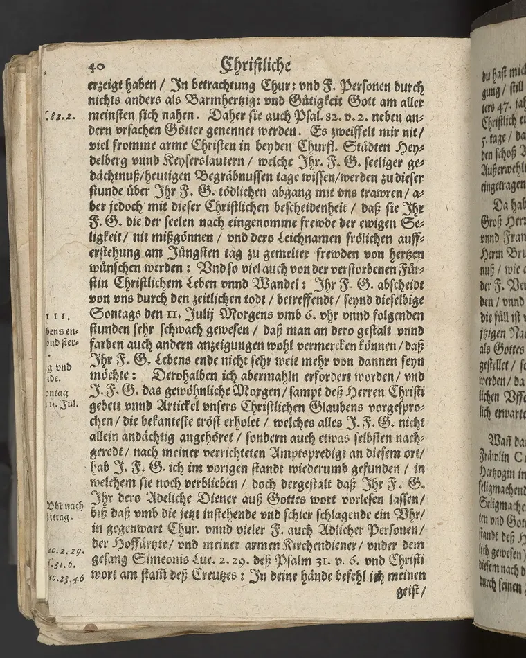 Christliche Leichpredigt Bey der Begräbnusz, weylandt der Durchleuchtigen Hochgebornen Fürstin vnd Churfürstlichen Fräwlein ... Christinae, Geborner Pfaltzgrävin bey Rhein ... gedächtnusz. Welche Sontags den 11. Julij Anno 1619 ... im 47. Jahr, Ihres alters ... im F. Schlosz zu Zweybrücken ... entschlaffen, vnd folgenden 25. Julij ejusdem anni, in der Pfarkirchen daselbst ... ist zur Erden bestattet worden. Gehalten Durch Bartholomaeum Hexamerum Diener am wort Gottes daselbst. Gedruckt in der Churfürstlichen Stadt Heydelberg, bey David Albin.