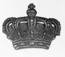 Unionsvapen för Sverige-Norge, bestående av två vapensköldar och krona omgivande av palmblad ombudna av en rosett.