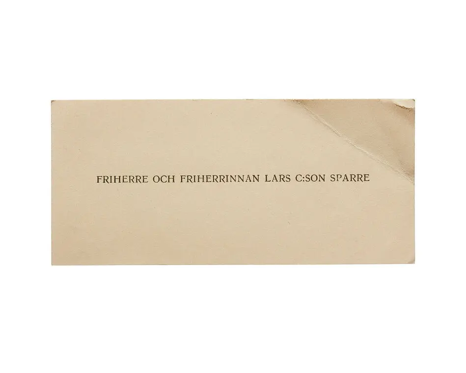 Visitkort från Friherre Lars C:son Sparre och Friherrinan Sparre.