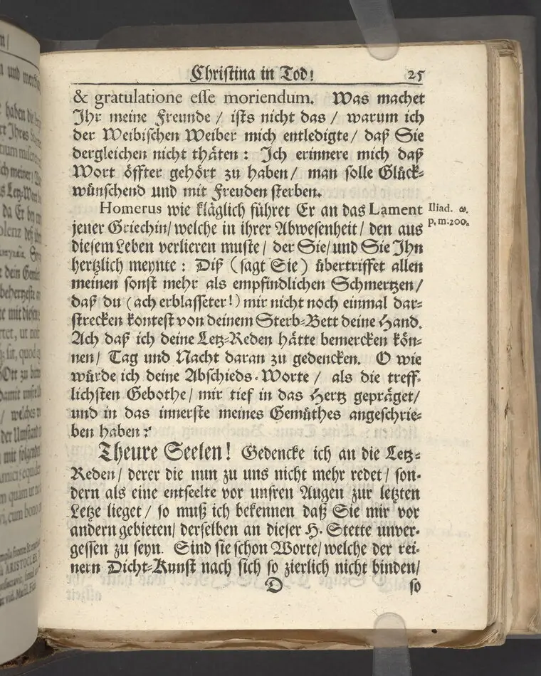 Christina in Leben/ Christina in Tod! Das ist Frühe doch lieb-volle Segen-Letze/ trauer-benehmende Trost-Letz/ und hoffnungs-volle Glaubens-Letze/ der weyland wohl-ehrbarn und gross-ehren tugendreichen Frauen Fr. Christina Grönin, gebornen Scharen-Bergin, desz wohl-ehren-vesten, grosz-achtbaren auch wohl-fürnehmen Herren Werner Gröns/ vornehmen Kauf-und Handels-Herren in hiesiger Königl. Residenz-Stadt Stockholm Herz-geschätzen Ehe-Gattin/ als deren verblichener Leichnam den 8 Maj-Monats, laufenden 1698-sten Heil-Jahrs, in Maria Magdalena Kyrch bey so wohl hoher/ als sonst ungemeiner Versamlung/ zur sanfften Erden-Ruh gebracht wurde/ zu inniger Trost-fasung vorgestellet von Johann Jacob Leibniz/ der h. Schrifft D. der löbl. Teutsschen Gemeine Past. und Consist. Assess. Stockholm/ Gedrucht bey Henrich Keysern/ J.K.Maejest: und der Acad. in Ups. Buchdrucker