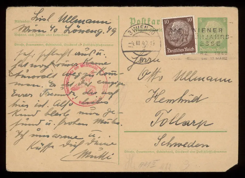 Brev från Elise och Josef Ullmann 1940-03-04